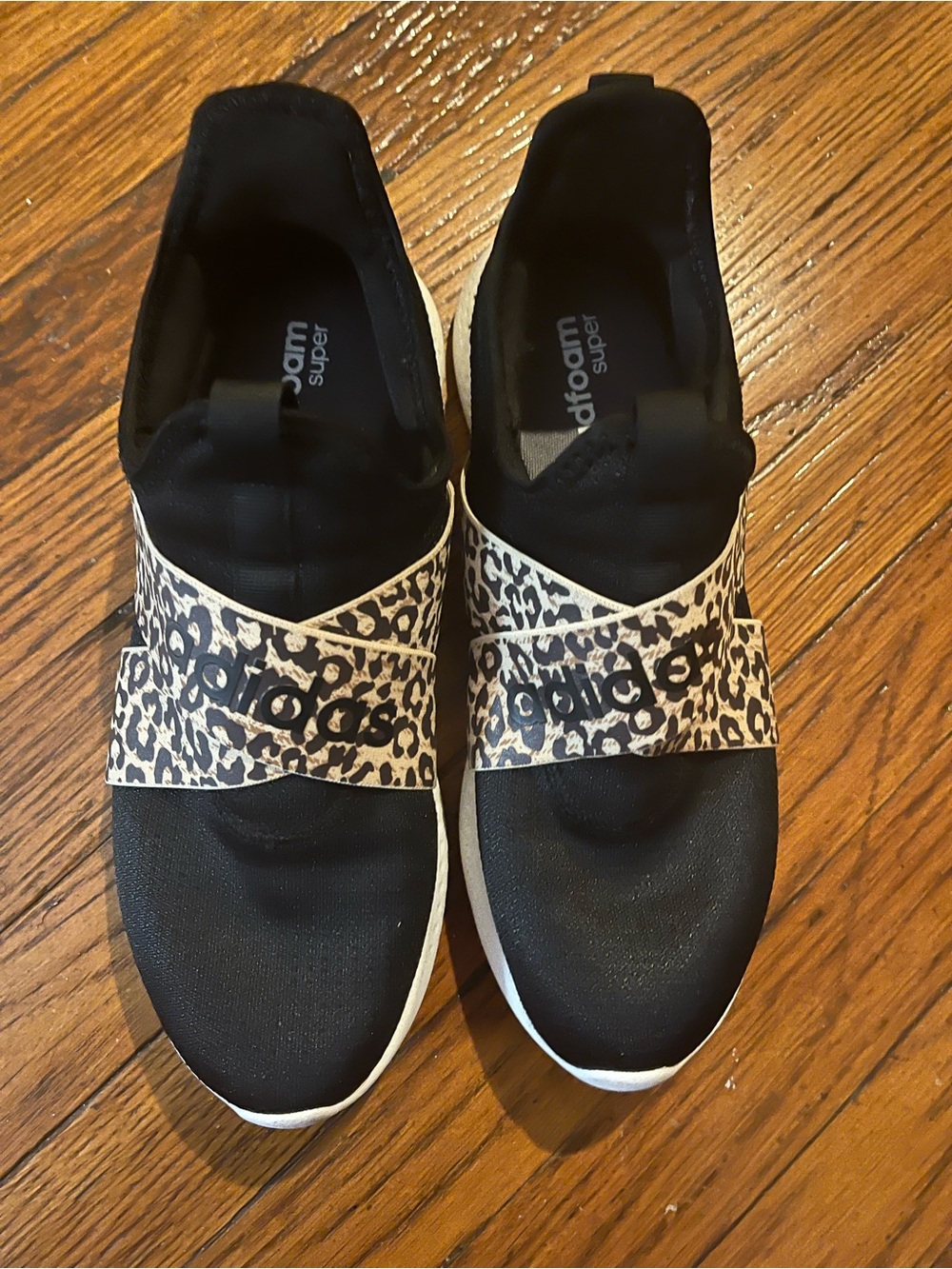 Adidas Black Slip-On Sneakers with Leopard Print Strap